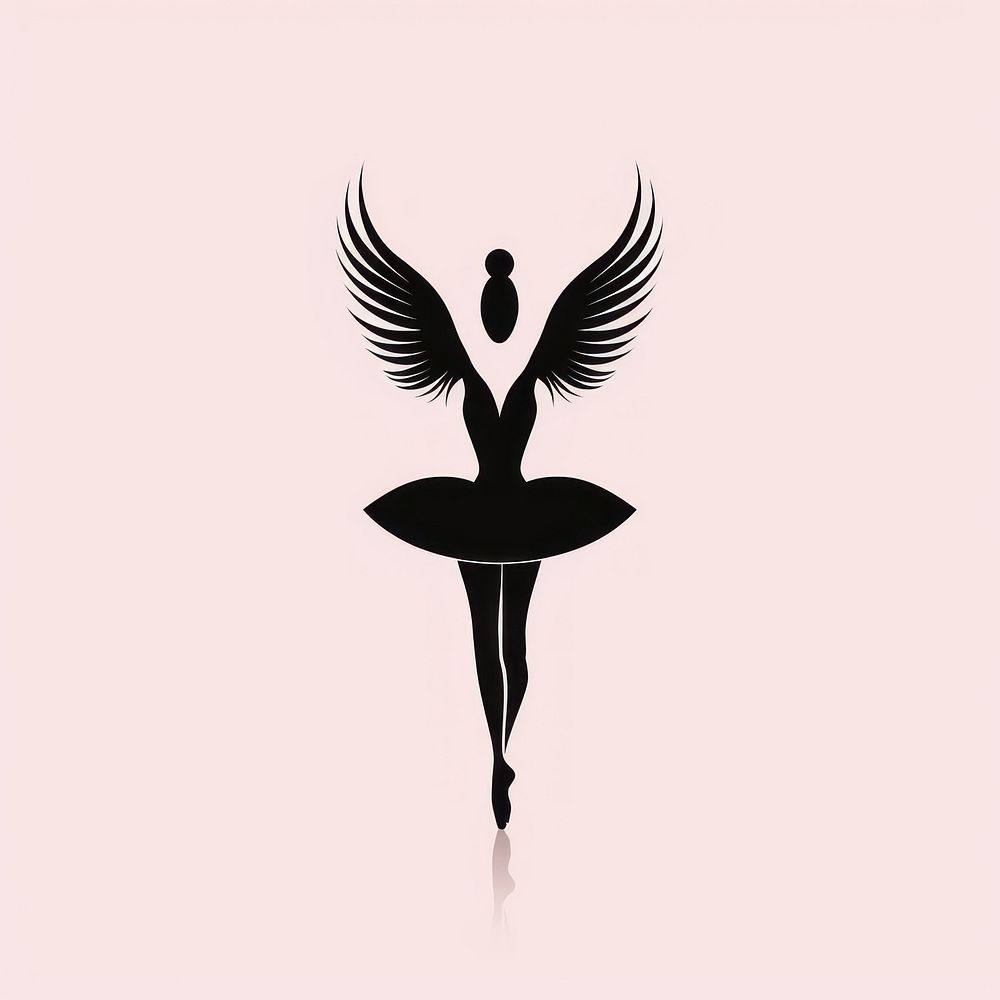 Black minimalist ballerina logo design silhouette dancing ballet.