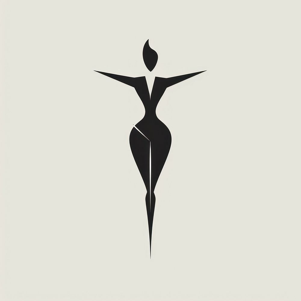 Black minimalist ballerina logo design drawing symbol creativity.