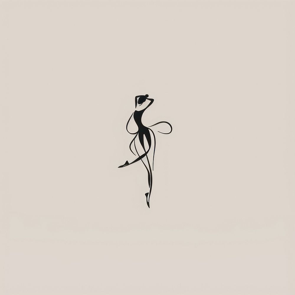 Black minimalist ballerina shoe logo design drawing calligraphy handwriting.