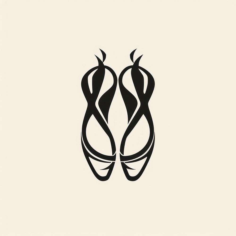 Black minimalist ballet shoe logo design drawing calligraphy elegance.