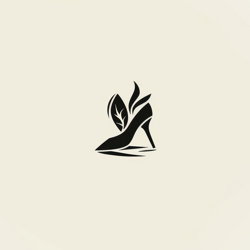 Black minimalist ballet shoe logo design drawing calligraphy creativity.