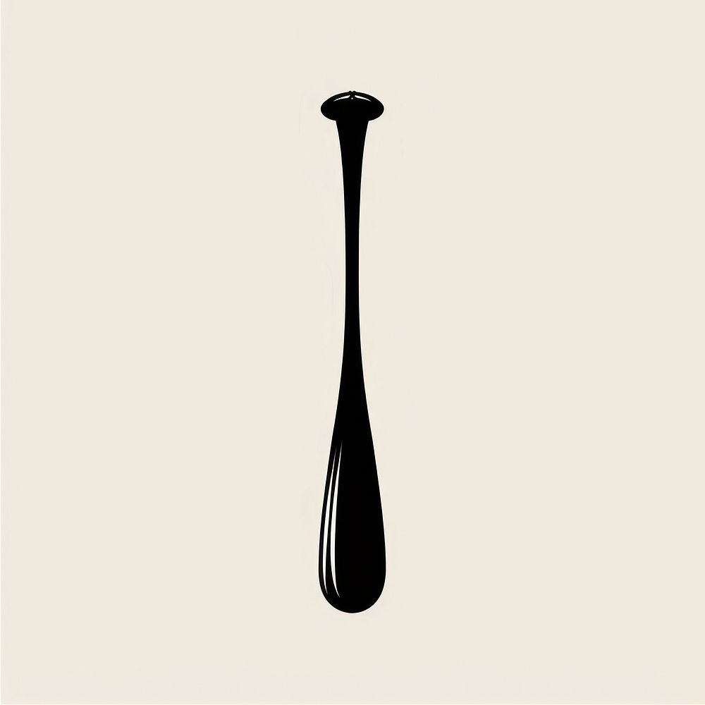 Black minimalist baseball bat logo design spoon silverware softball.