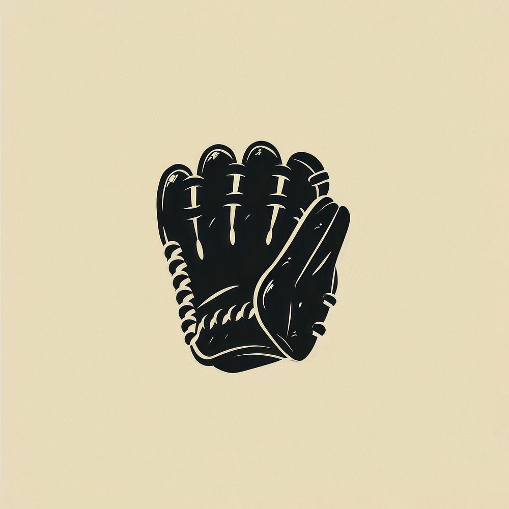 Black minimalist baseball glove logo design drawing calligraphy softball.