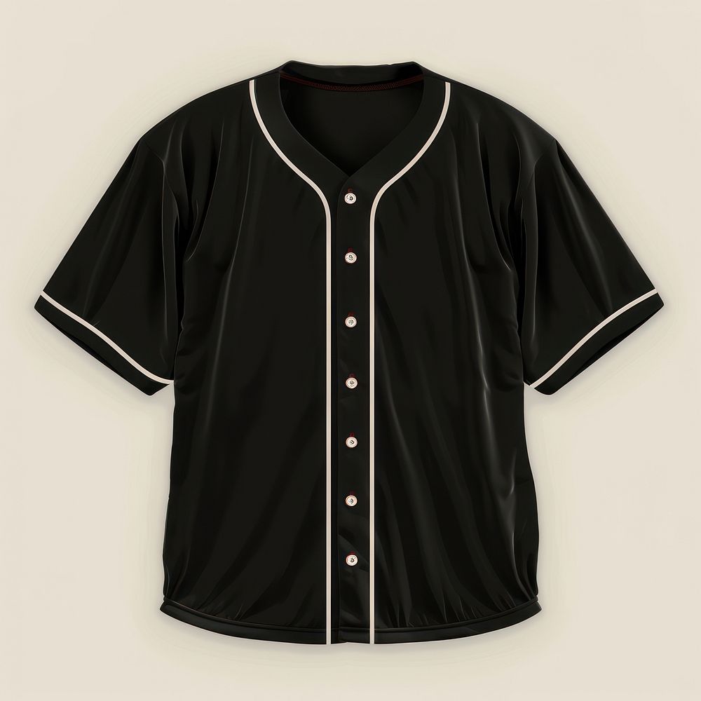 Black minimalist baseball jersey logo design t-shirt sleeve blouse.
