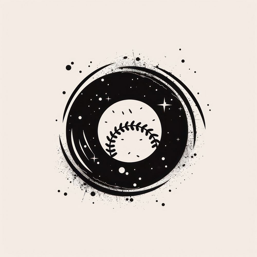 Black minimalist baseball logo design drawing sports cartoon.