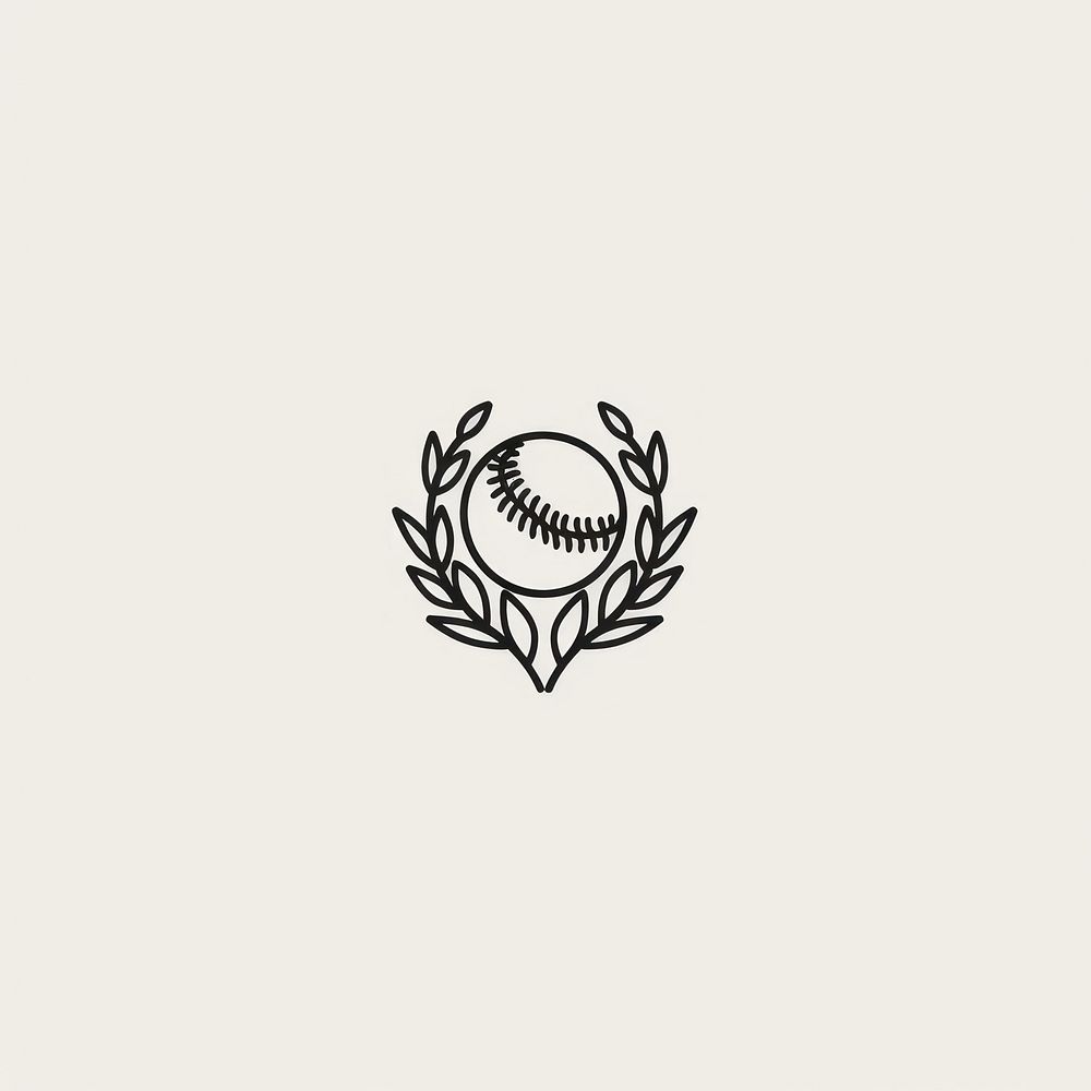 Black minimalist baseball logo design stencil circle sports.