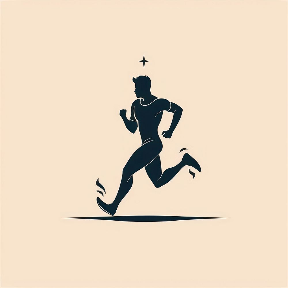 Black minimalist boy running logo design transportation exercising silhouette.