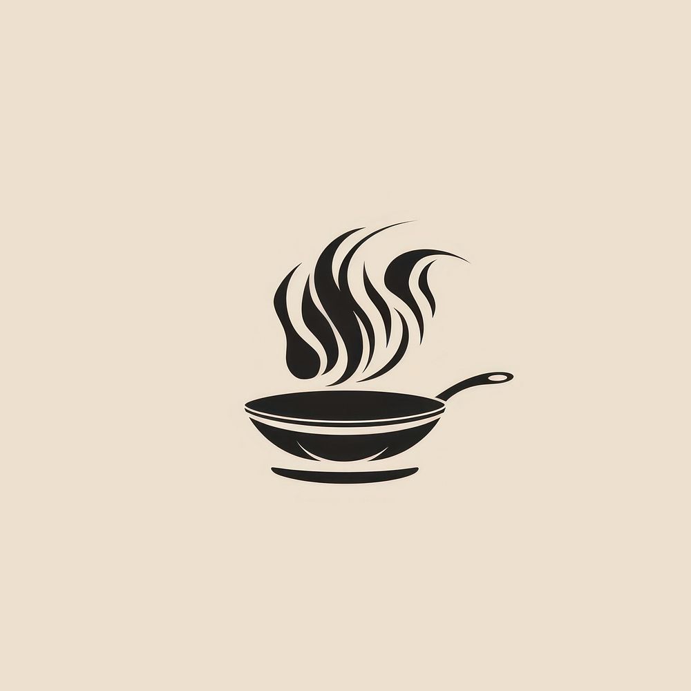 Black minimalist chef hat logo design tableware crockery pattern.