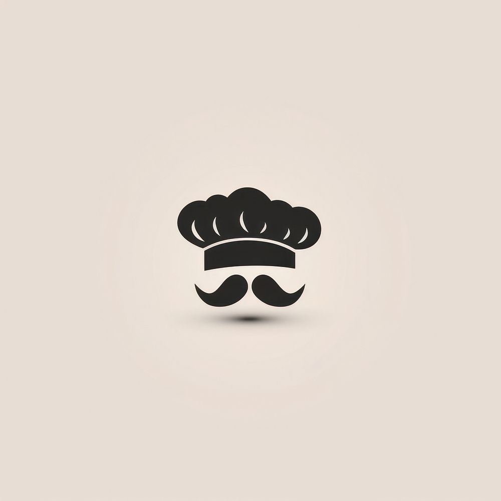 Black minimalist chef hat logo design moustache cartoon stencil.