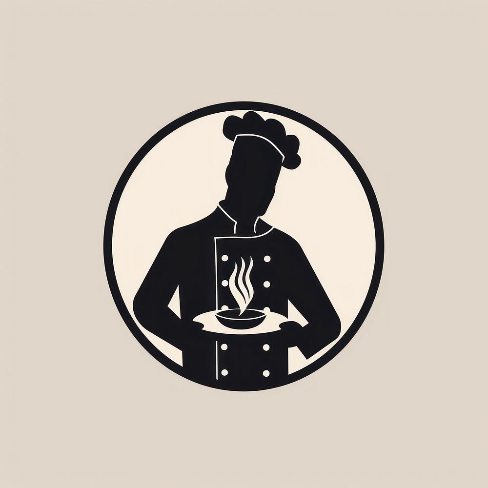 Black minimalist cool chef logo design photography standing kitchen.