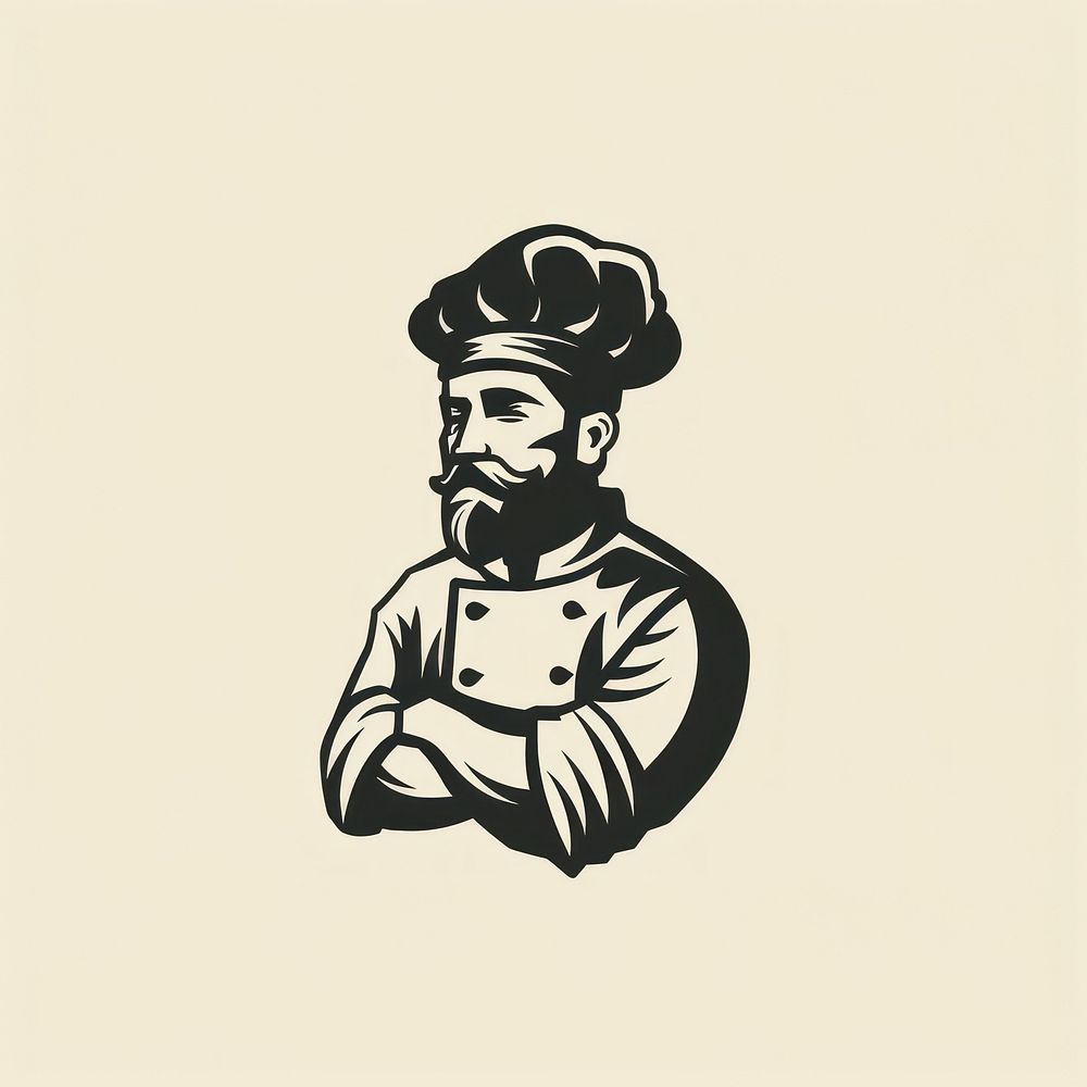 Black minimalist cool chef logo design portrait drawing photography.