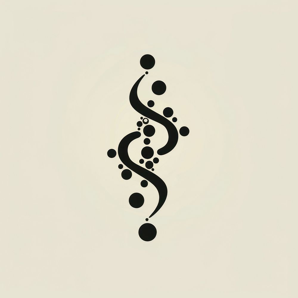 Black minimalist DNA logo design pattern drawing calligraphy.