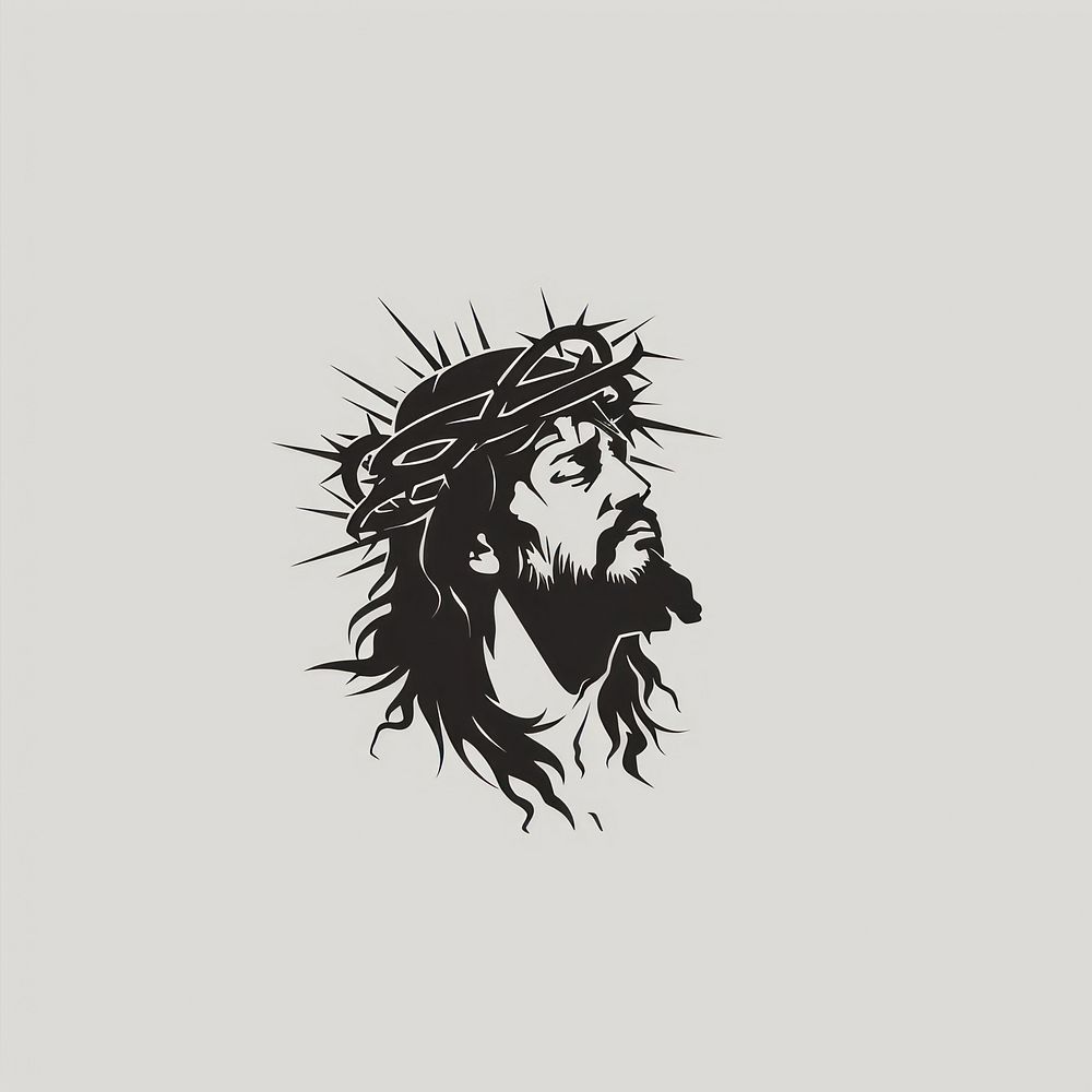 Black minimalist jesus christ logo design drawing publication creativity.