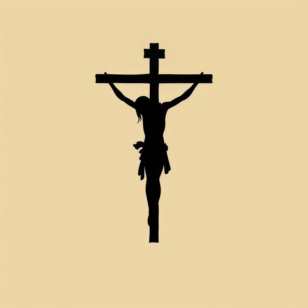 Black minimalist jesus christ on the cross logo design crucifix symbol spirituality.