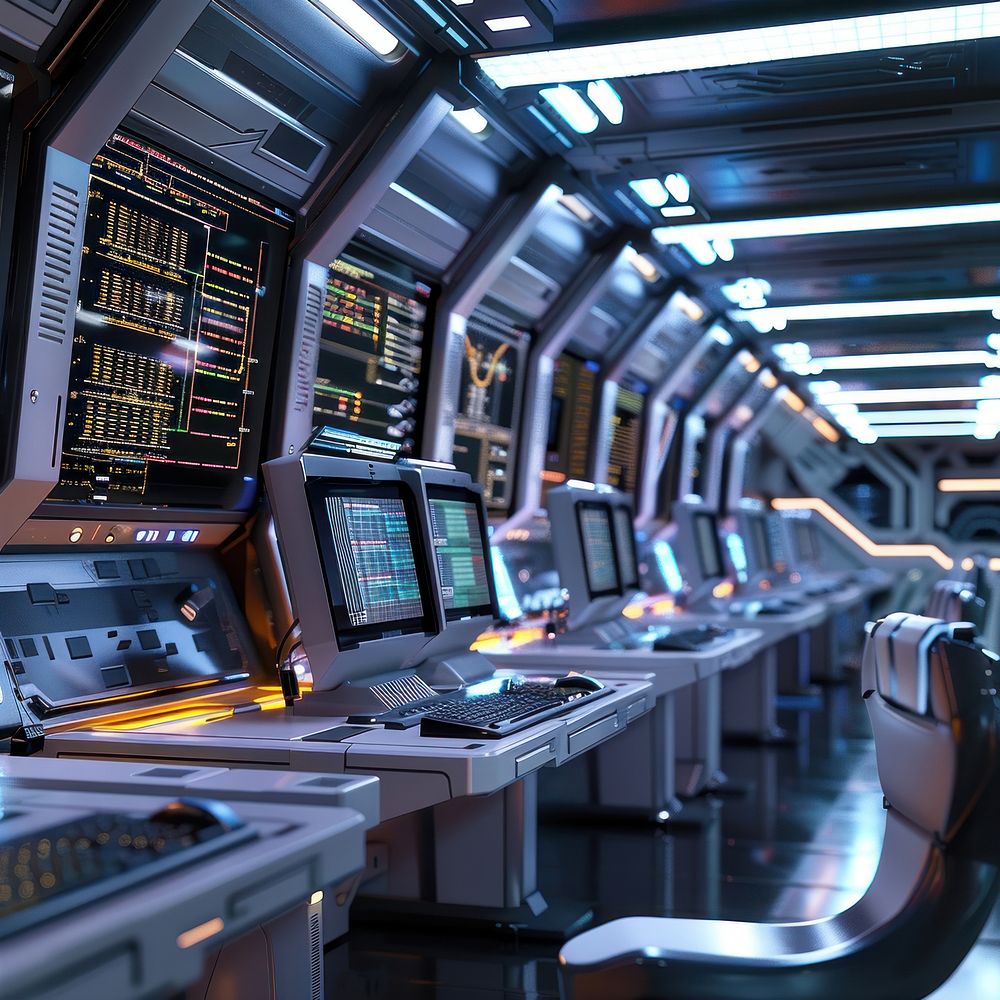 Computer lab equipment architecture illuminated | Free Photo - rawpixel