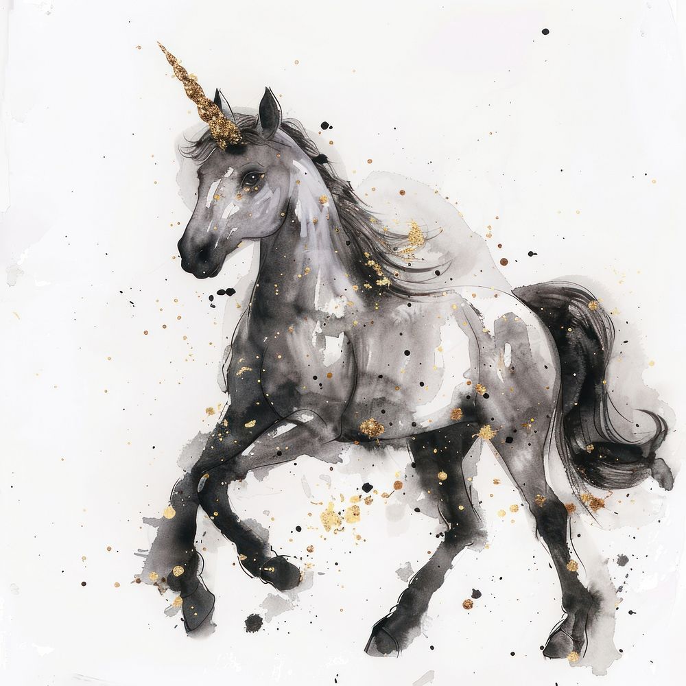 A unicorn illustrated drawing animal.