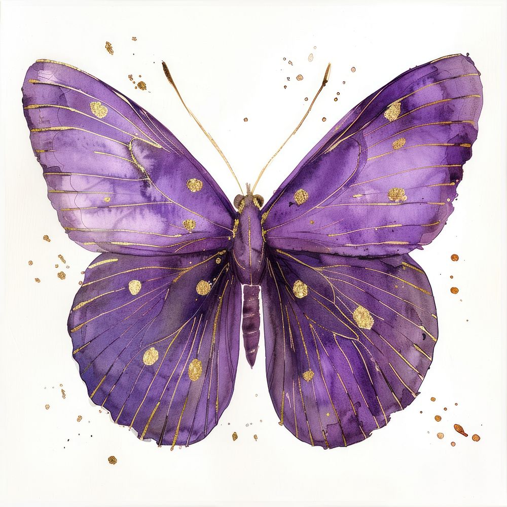 Purple butterfly animal insect white background.
