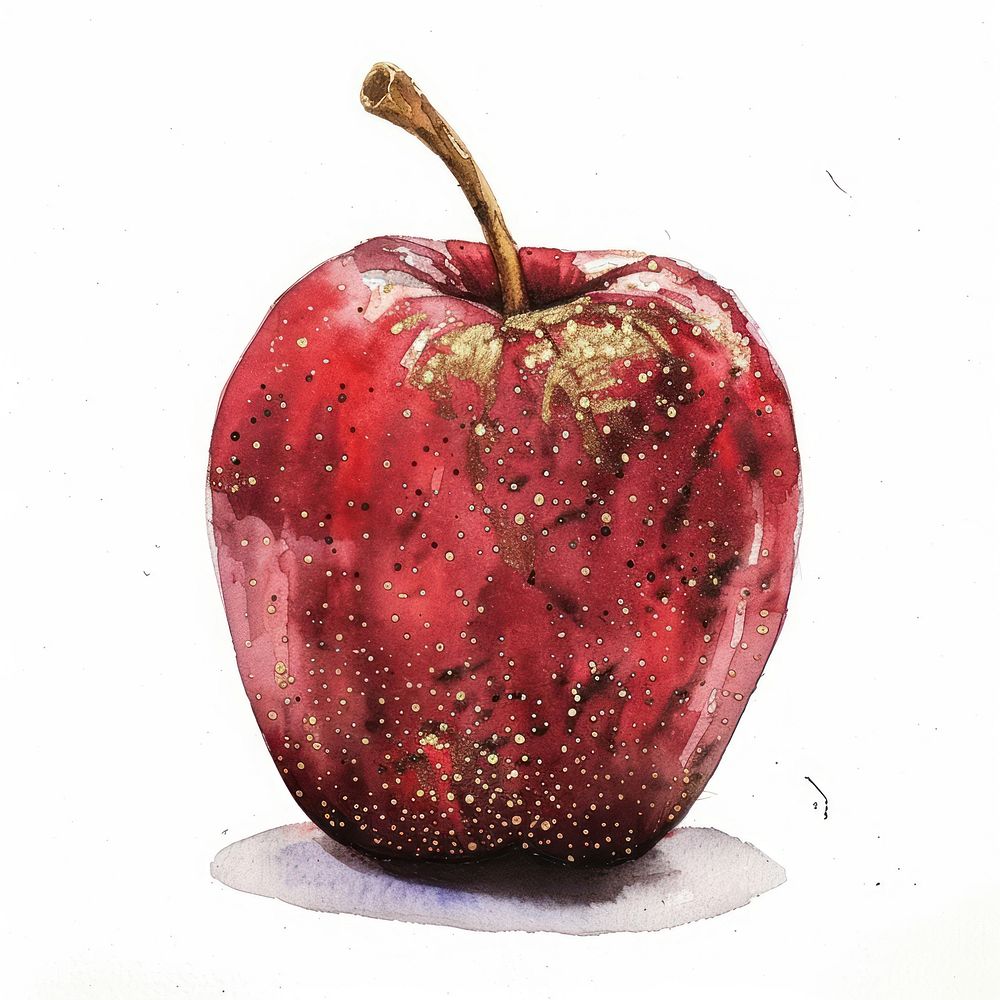 Red apple painting fruit plant.