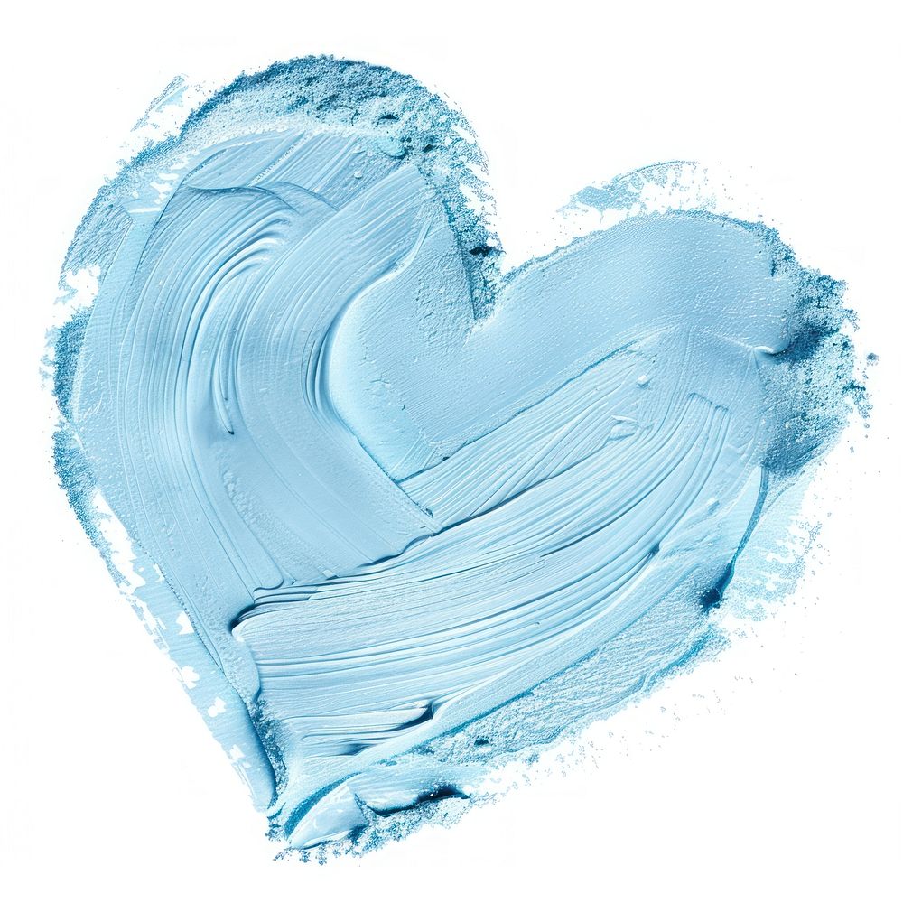 Heart shape brush strokes cream blue white background.