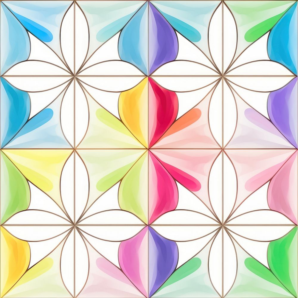 Rainbow flower tile pattern chandelier lamp art.