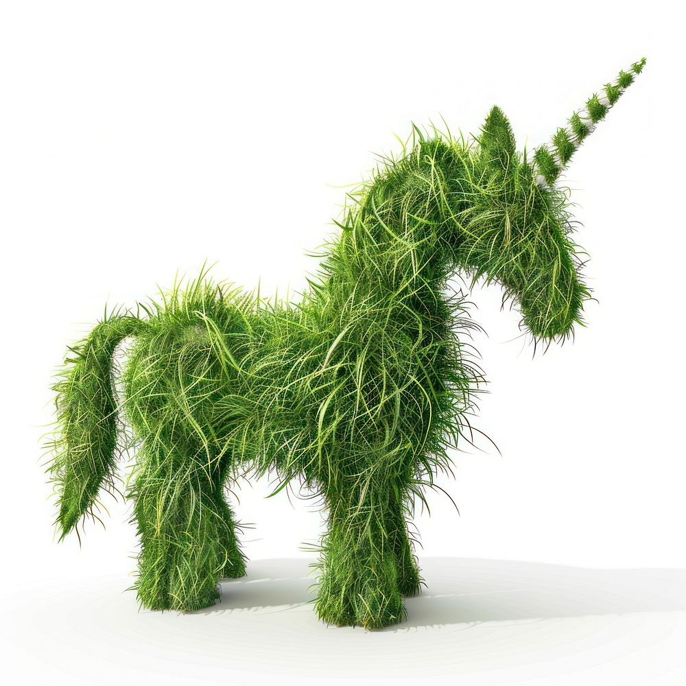 Unicorn shape grass plant green moss.