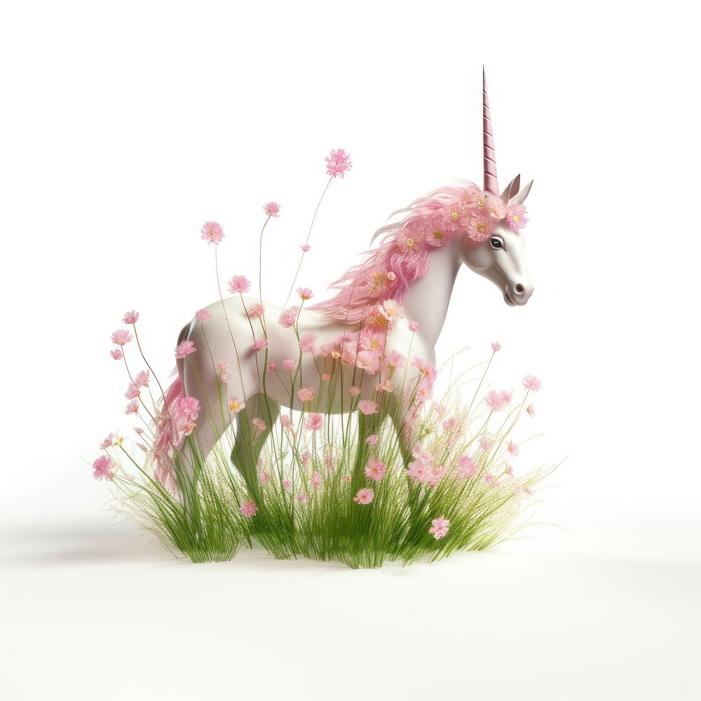 Unicorn shape grass flower wildlife blossom.
