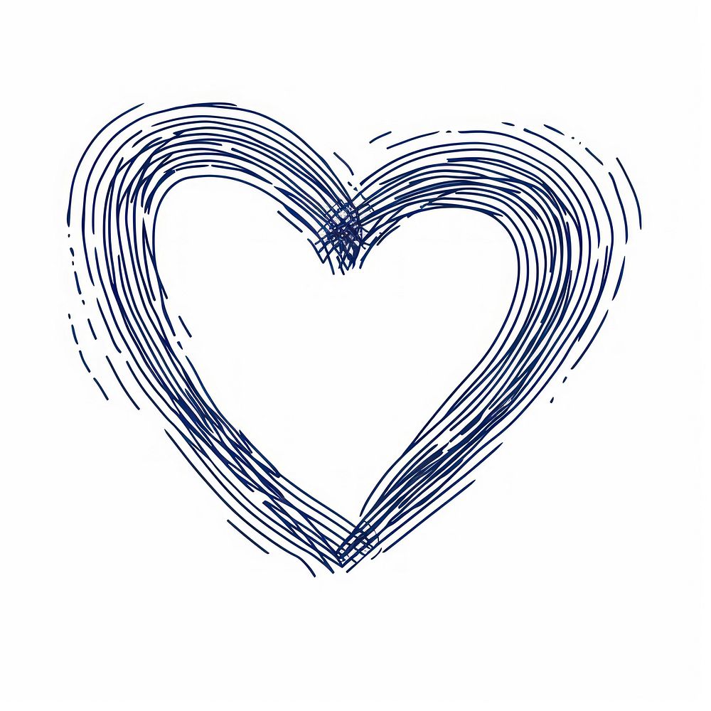 Heart outline shaped doodle illustrated drawing sketch.