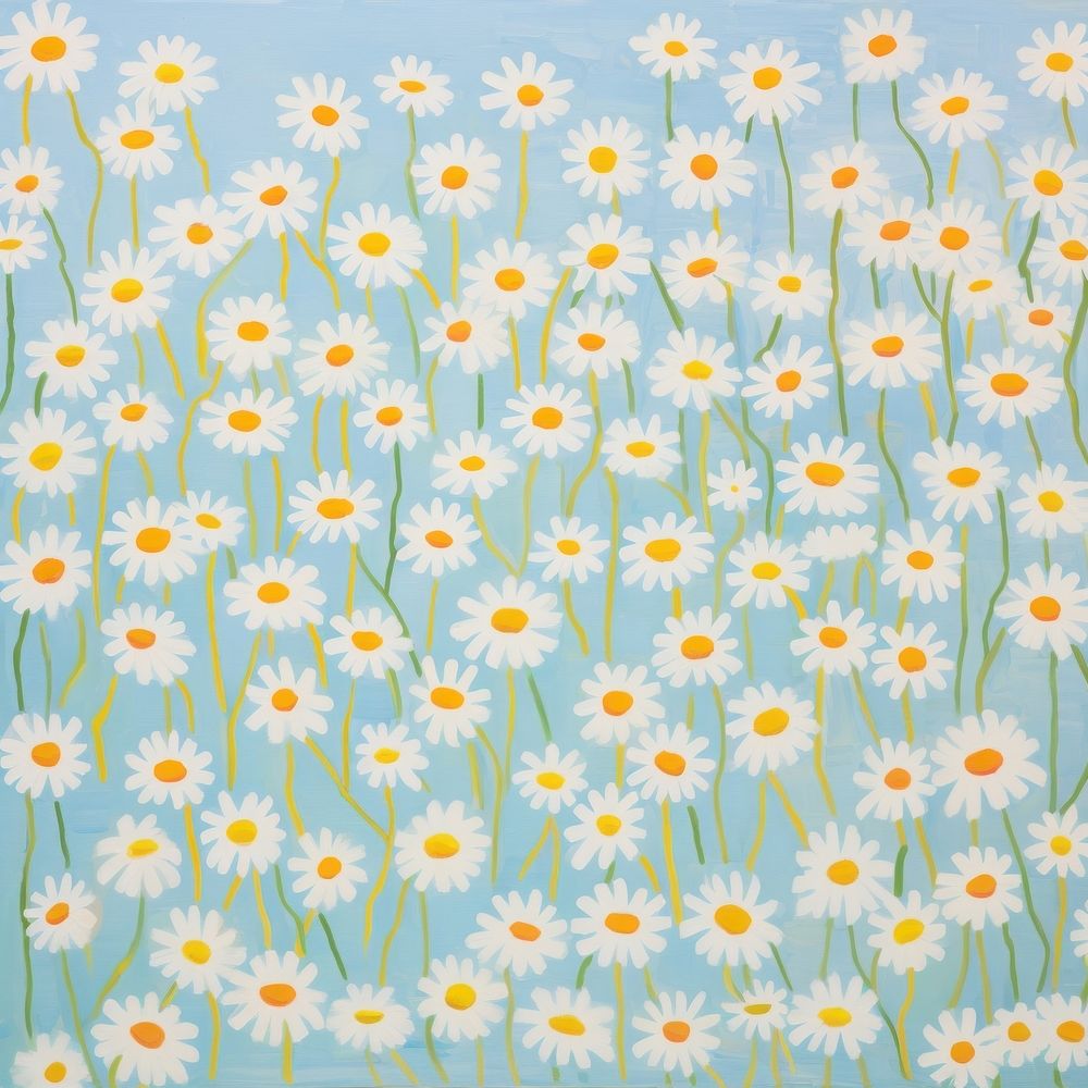 Chubby chamomile flowers pattern asteraceae blossom.