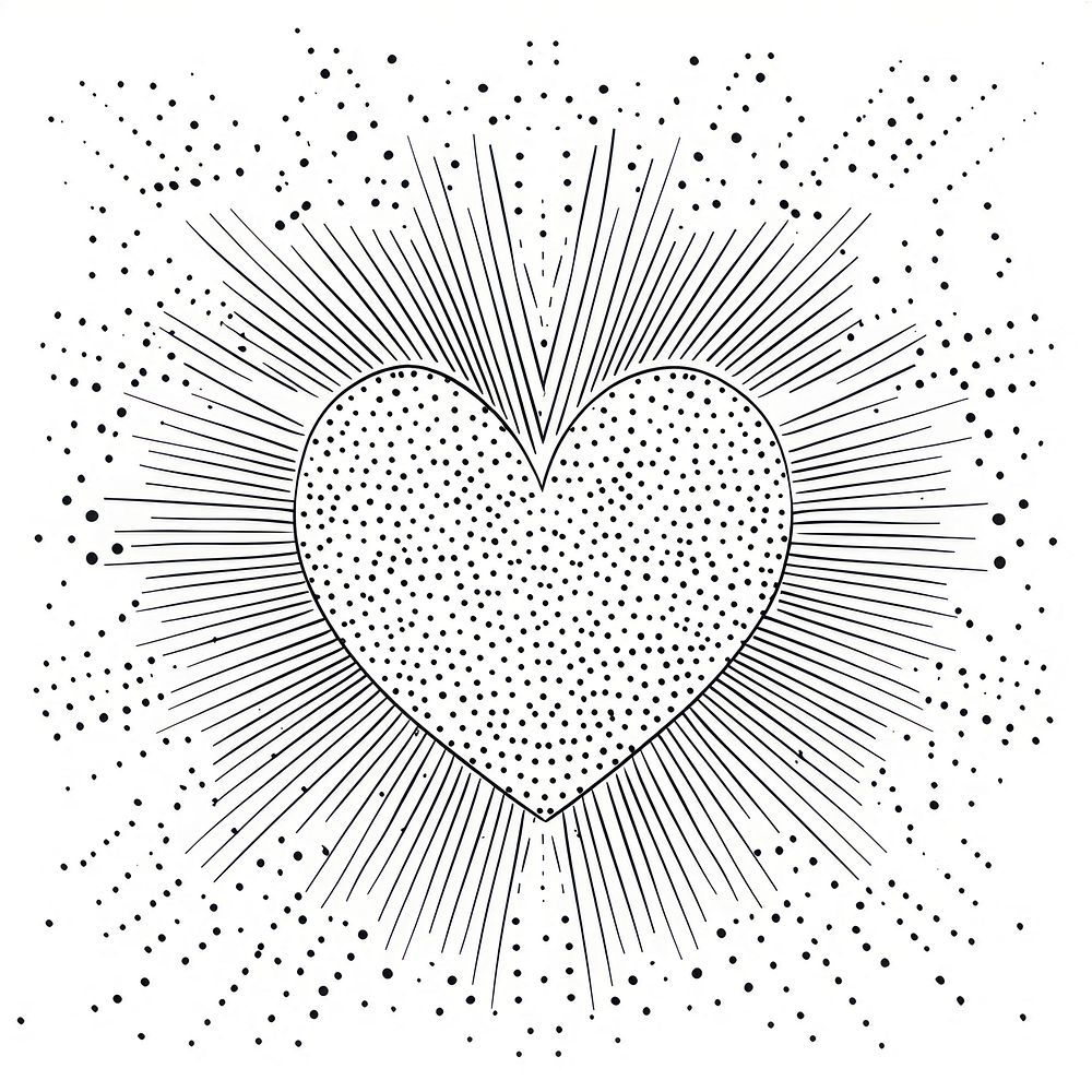 Simple heart doodle illustrated drawing sketch.