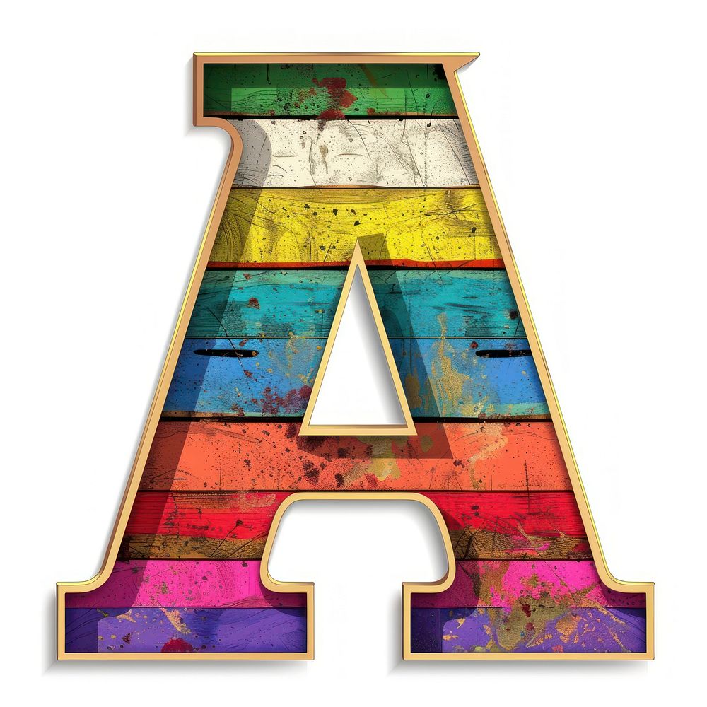 Rainbow with alphabet A blackboard number symbol.