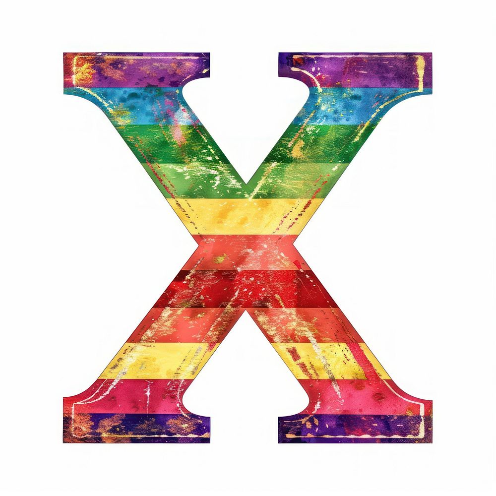 Rainbow with alphabet X weaponry purple symbol.
