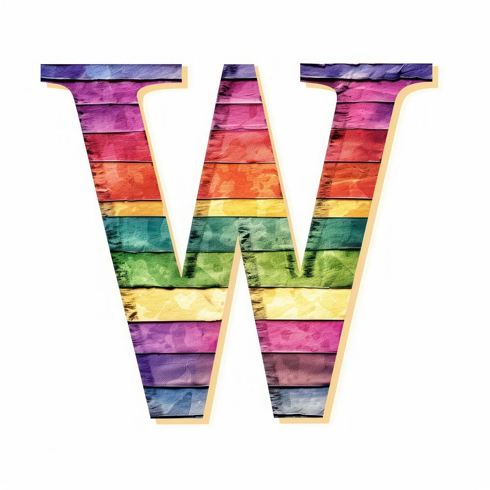 Rainbow with alphabet W purple number symbol.