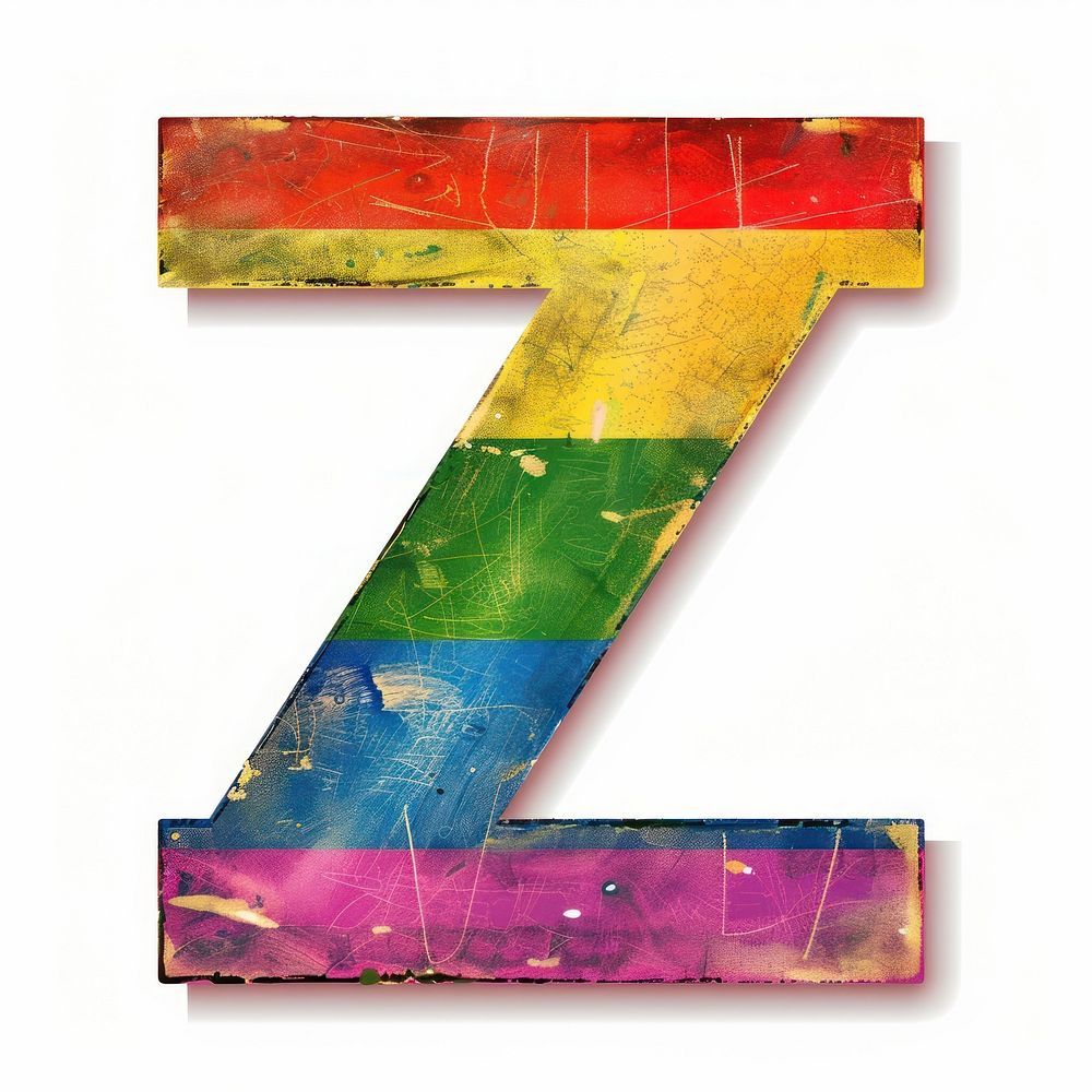 Rainbow with alphabet Z symbol number cross.