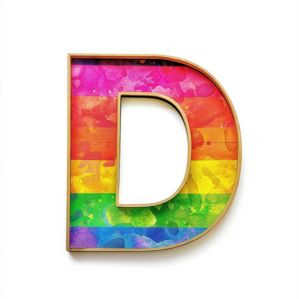 Rainbow with alphabet D purple symbol number.