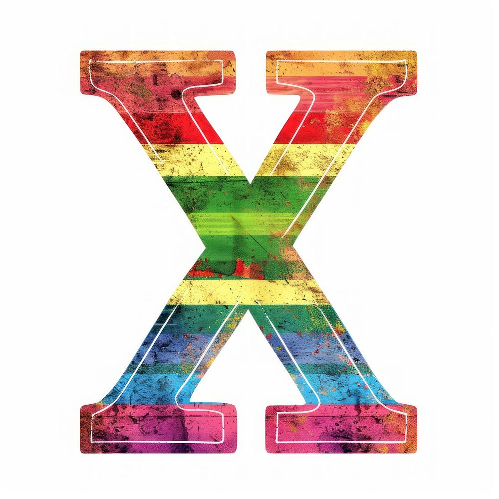 Rainbow with alphabet X purple symbol device.