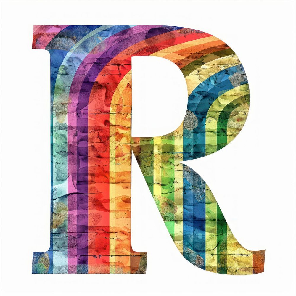 Rainbow with alphabet R number symbol person.