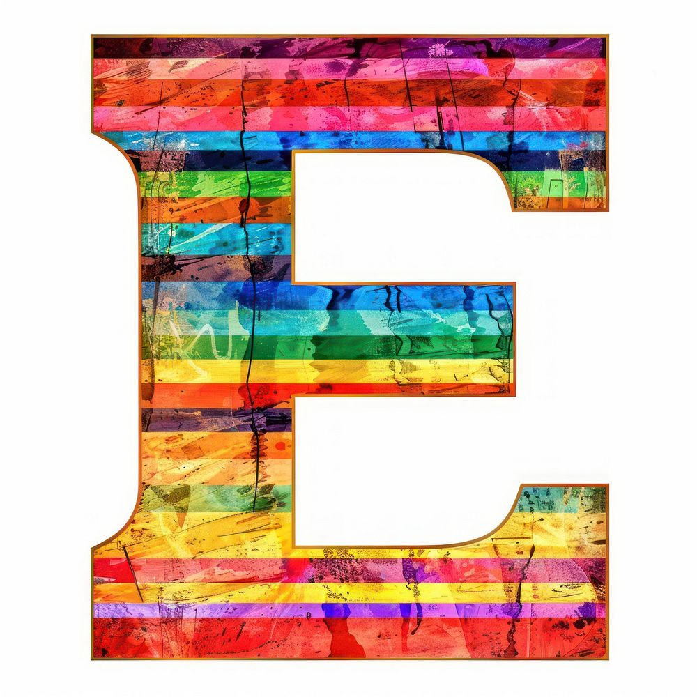 Rainbow with alphabet E number symbol text.