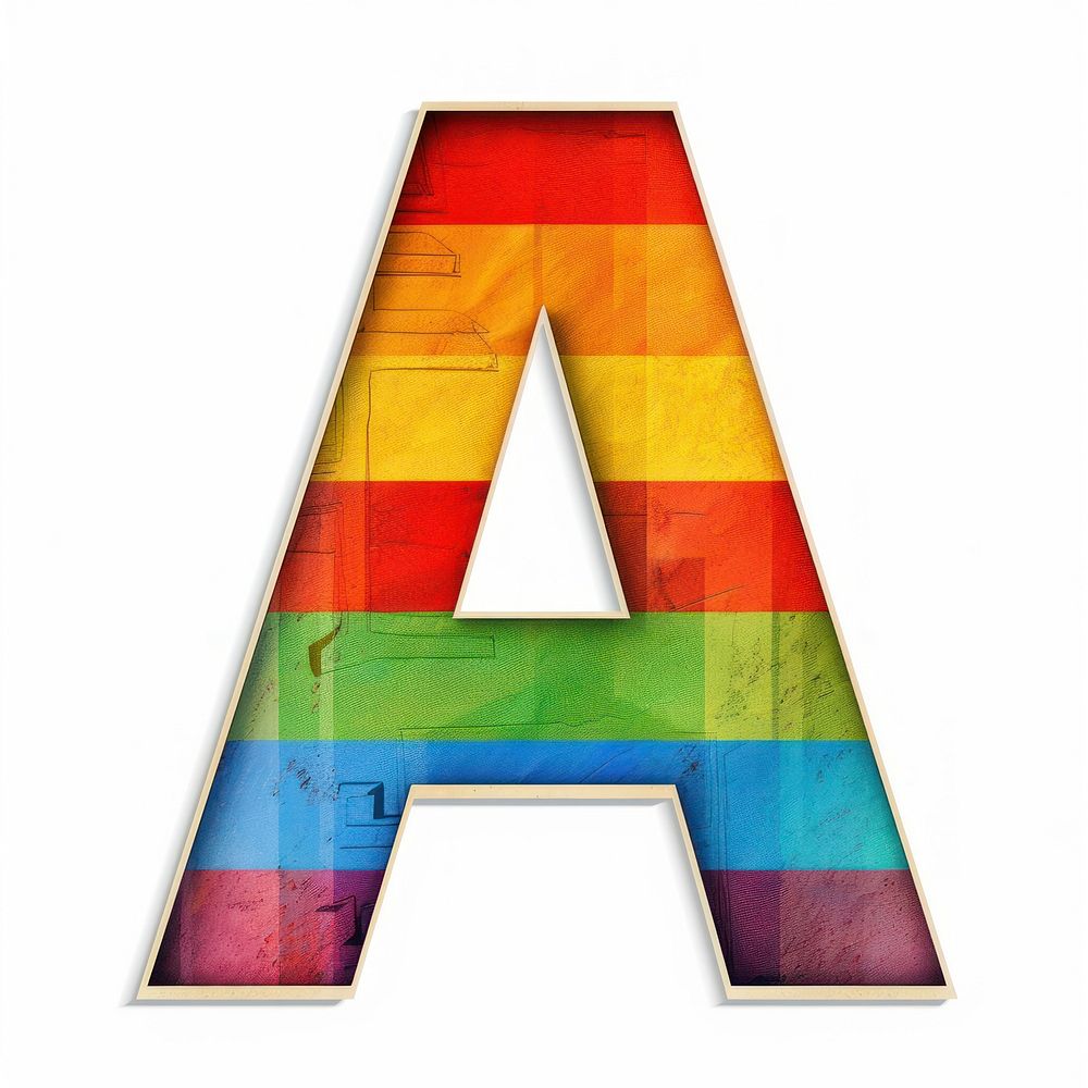 Rainbow with alphabet A blackboard triangle symbol.