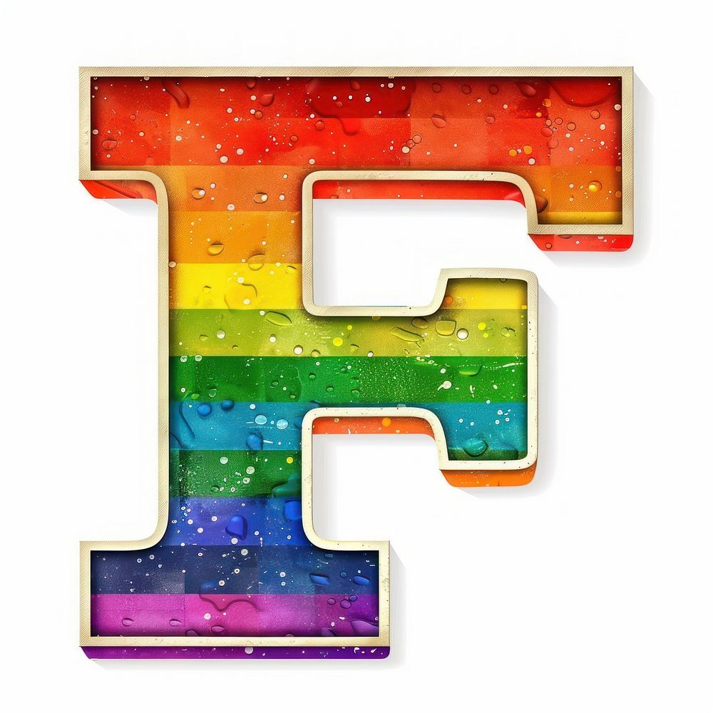 Rainbow with alphabet F machine number symbol.