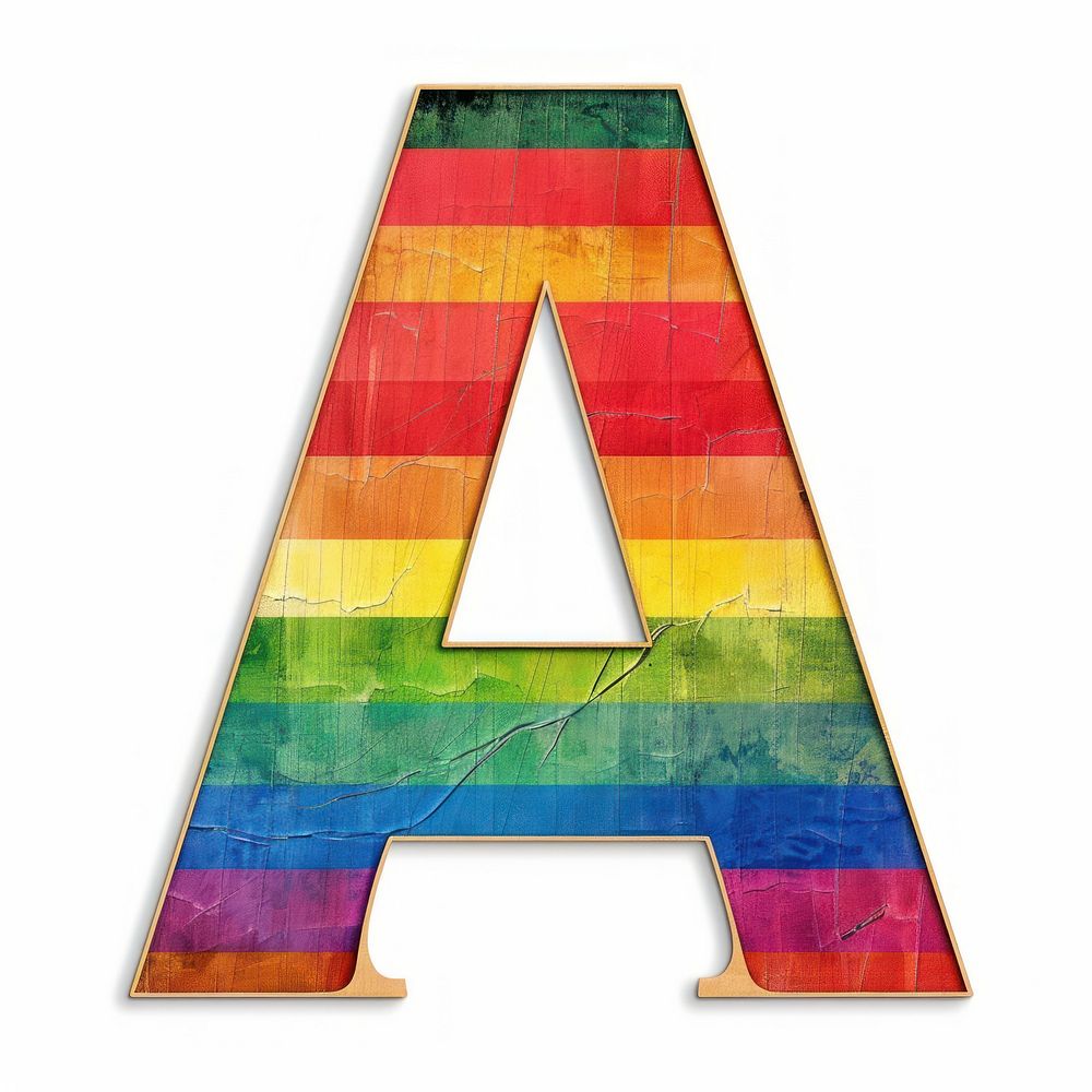 Rainbow with alphabet A blackboard triangle symbol.