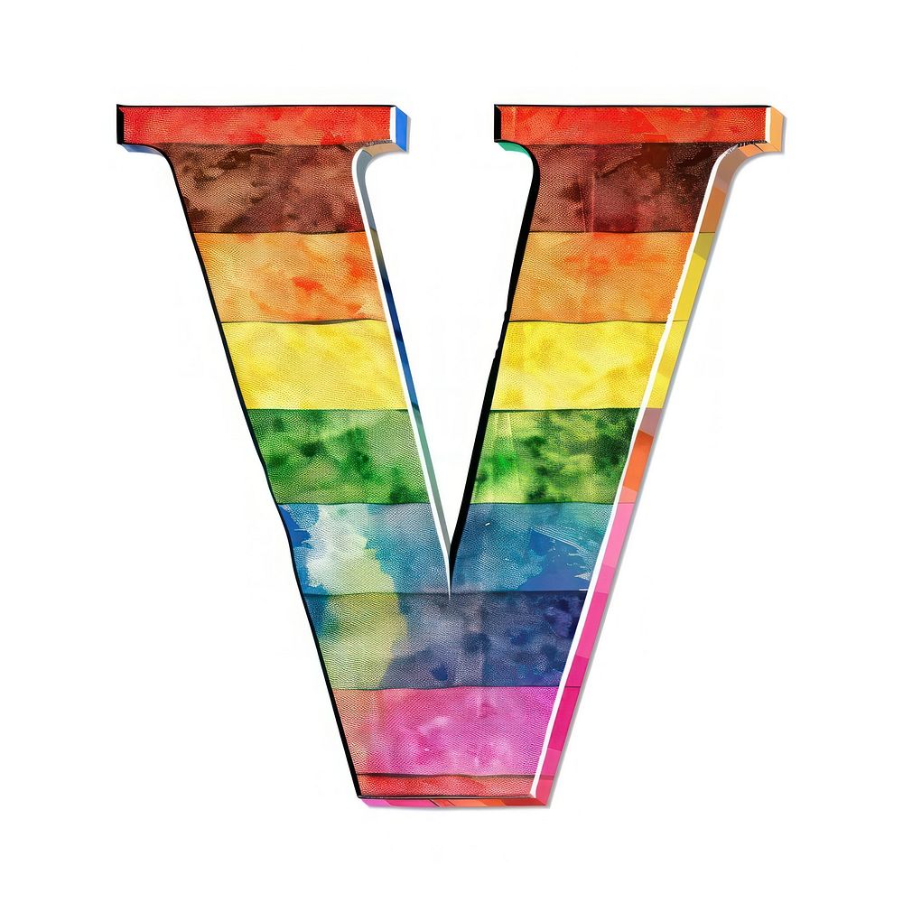 Rainbow with alphabet V symbol number cross.