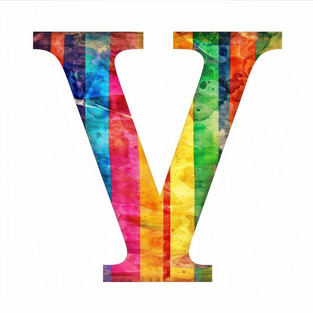 Rainbow with alphabet V number symbol text.