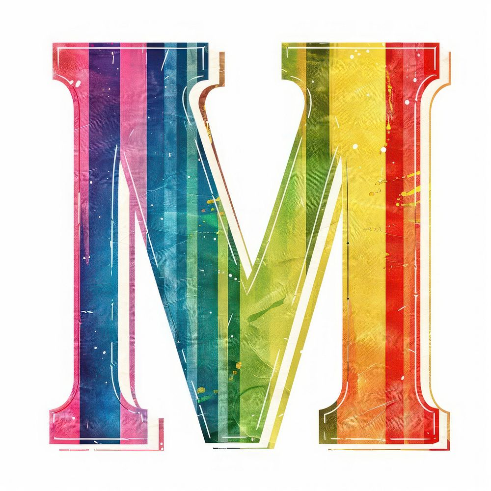 Rainbow with alphabet M blackboard number symbol.