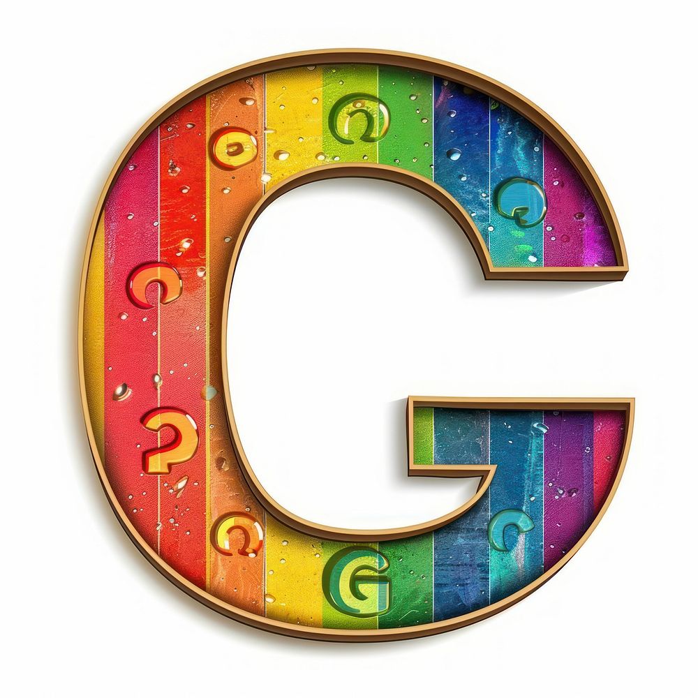 Rainbow with alphabet C number symbol text.