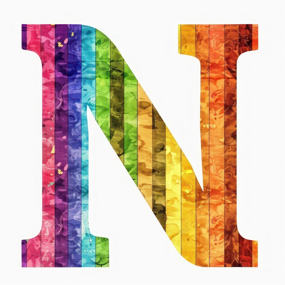 Rainbow with alphabet N blackboard number symbol.