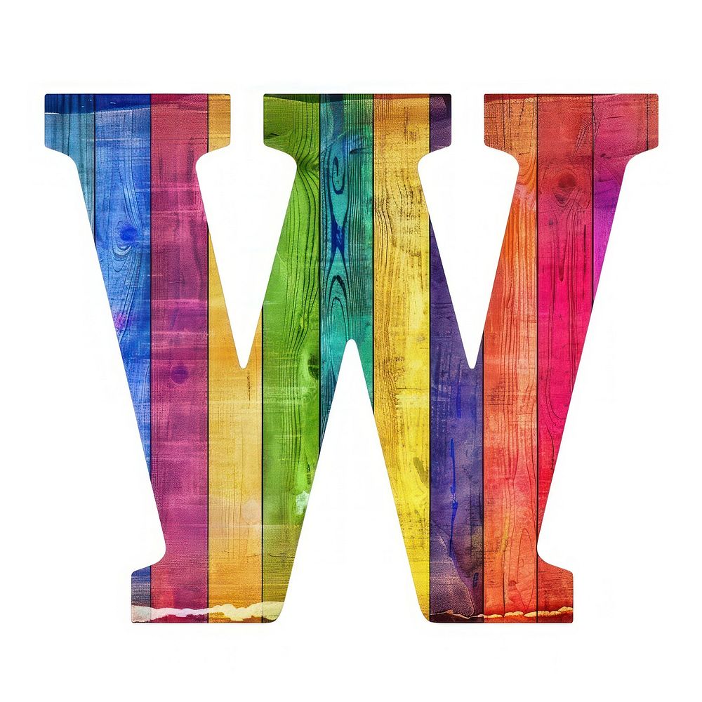 Rainbow with alphabet W weaponry collage purple.