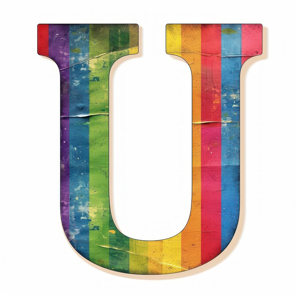 Rainbow with alphabet U symbol text art.