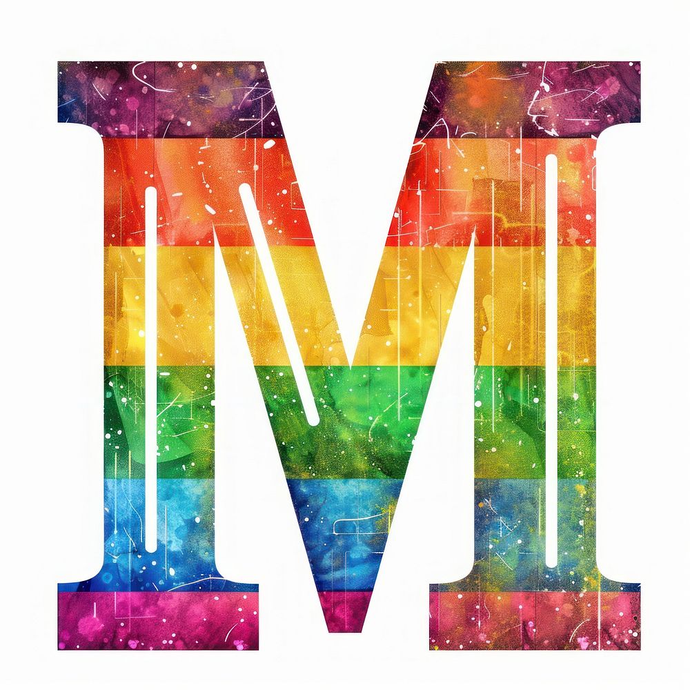 Rainbow with alphabet M festival purple number.