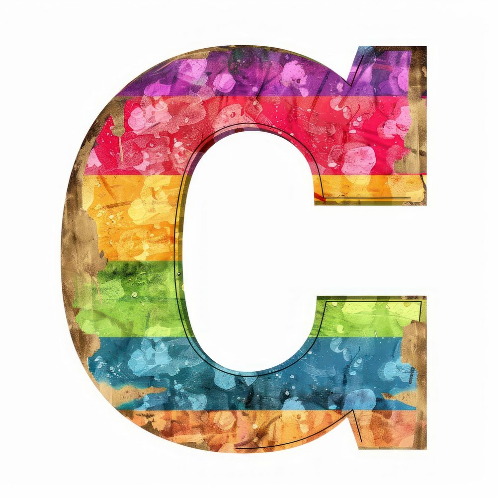 Rainbow with alphabet C number symbol text.