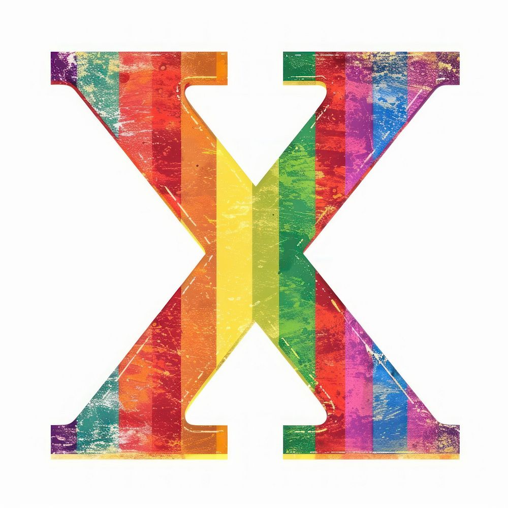 Rainbow with alphabet X blackboard symbol number.